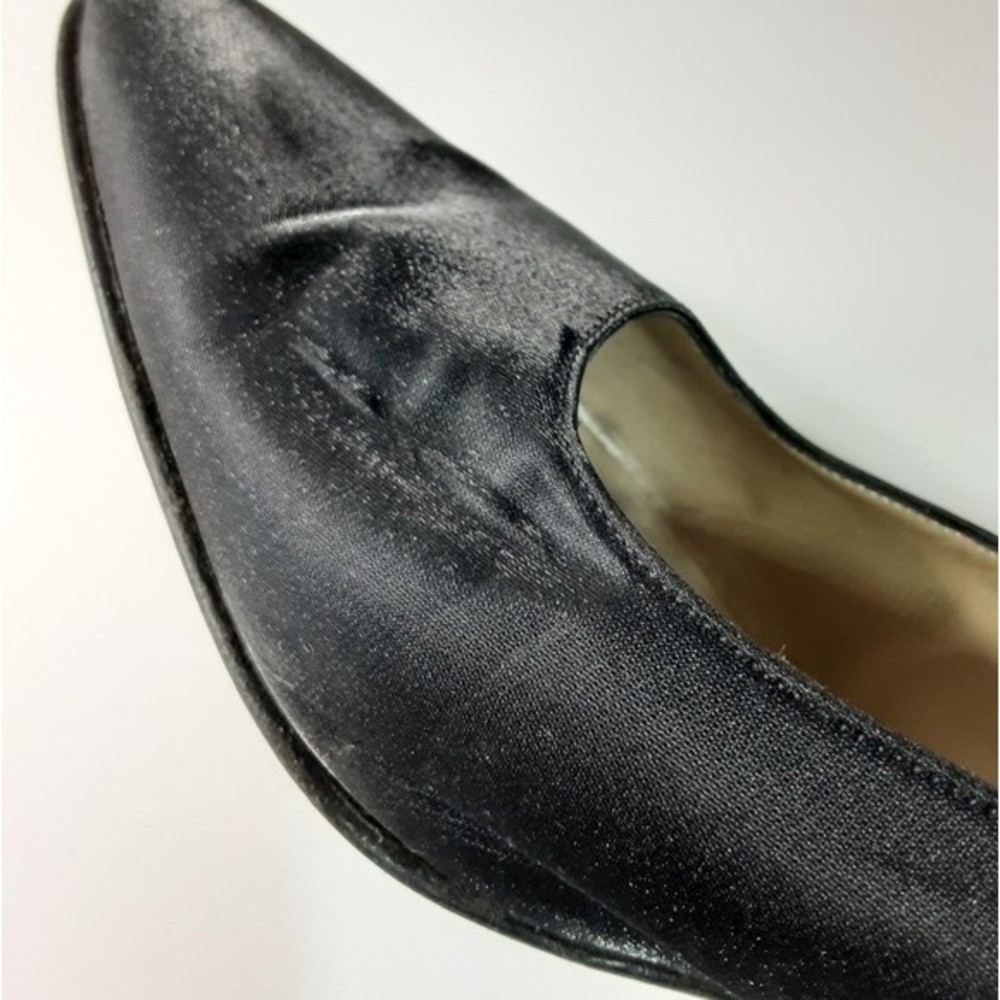 Salvatore Ferragamo Vintage Satin Pumps Chunky Kitten Heels Elegant Chic 7B - Picture 14 of 16